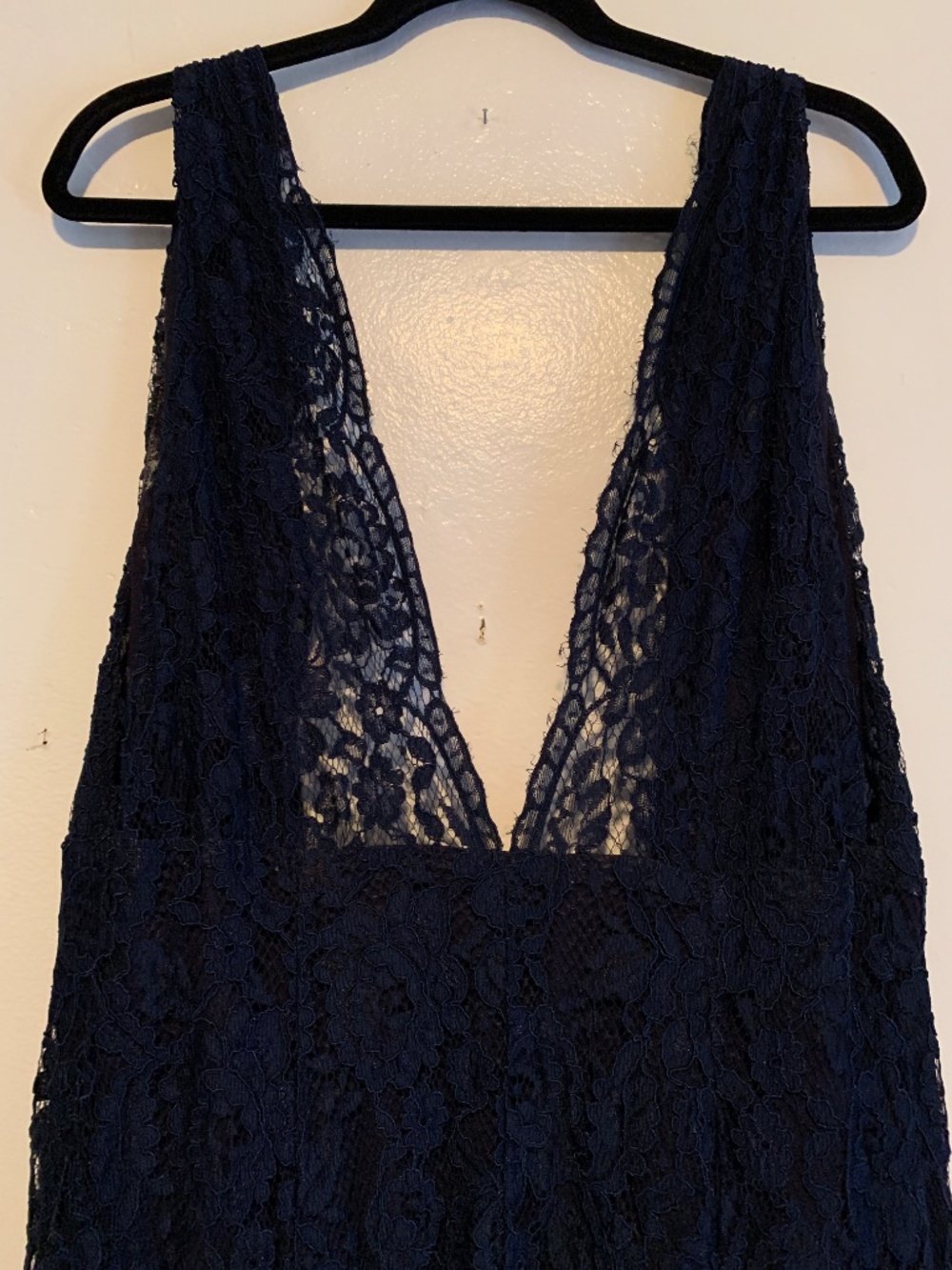Reformation NWT Size 12 $488 Francesca Deep Navy Plunge Lace Dress Wedding Gown - Picture 9 of 11